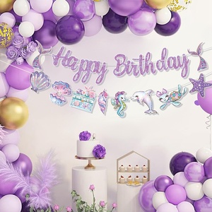 Bannières de fête d'<span class=keywords><strong>anniversaire</strong></span> pour enfants, design sirène de dessin animé avec animaux de <span class=keywords><strong>la</strong></span> jungle, décorations festives en papier, joyeux <span class=keywords><strong>anniversaire</strong></span> - Product Image 5