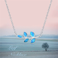 Nouvelle arrivée de bijoux de luxe en argent sterling 925 opale femmes feuille pendentif collier