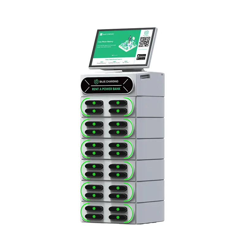 Portable Battery Power Bank Embedded POS 24 Slots Integrated Stackable Vending Machine Fast Charger Power Bank Rental Station