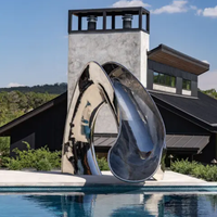 Équipement de terrain de jeu en métal moderne, toboggan de piscine, statue de jardin, décoration de cour, sculpture extérieure en acier inoxydable
