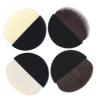 Pinceau de maquillage de voyage multifonctionnel à tête plate en poils de chèvre doux, haute densité, pour poudre et blush, design créatif et luxueux