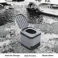 Toilette portable pliable d'urgence anti-odeur en PVC 30L pour camping, véhicule et extérieur