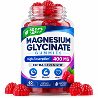 Gommes de glycinate de magnésium 400 mg pour hommes et femmes, saveur framboise, bisglycinate pour favoriser le sommeil et la relaxation, sans sucre