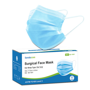 Mascarilla Facial Médica Desechable Extra Suave, Estándar ASTM F2100 L1-L3, para Adultos, Protección de 3 Capas con Orejeras Transpirables - Product Image 1