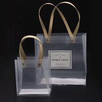 Sac à provisions en PVC transparent en plastique transparent écologique personnalisé cosmétique imperméable pour le maquillage Colliers réutilisables à emballage bas