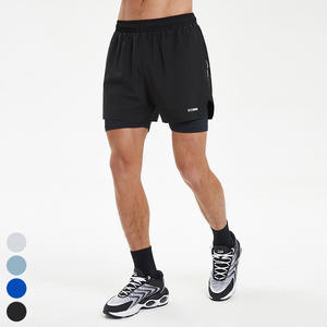 男士户外多口袋短裤二合一双层锻炼运动快干短跑步健身裤男士运动短裤 - Product Image 4