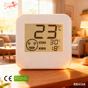 スマイリーインジケーター付きデジタルハイグロメーター温度計-最大/最小記録付き室内温度湿度モニター、CE - Product Image 3