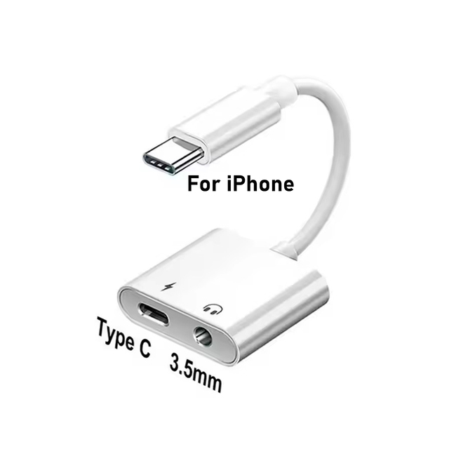 USB Type C to 3.5mm AUX Audio Jack Headphone Adapter Charging Splitter for iPhone 15