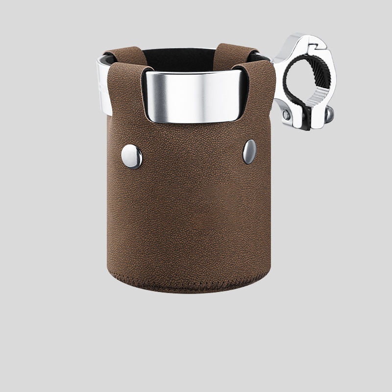 Silver cup holder + dark coffee-colored mesh surface