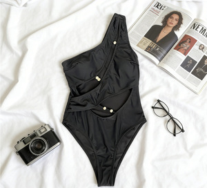 Traje de Baño de Una Pieza para Mujer <span class=keywords><strong>JSN</strong></span> 2026, Diseño Personalizado, Sólido, con un Hombro Descubierto, Sexy, con Aberturas, Corte Alto, Ropa de Playa - Product Image 6