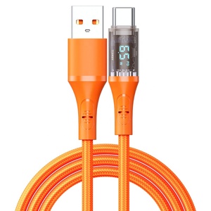 65W Bold Nylon Bện Cáp Dữ Liệu LED Hiển Thị Cổng A-C Nhanh Chóng Sạc 1.2M USB Type-C Cho Điện Thoại Thông Minh Máy In Xu Hướng 1.2M - Product Image 2