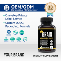 Capsules Alpha Brain personnalisées en marque privée, compléments alimentaires à base de plantes pour la mémoire et la concentration