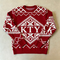 Pull en maille jacquard vintage à col rond pour homme, coupe ample, motif lettres, idéal pour Noël, vente en gros, personnalisable ODM