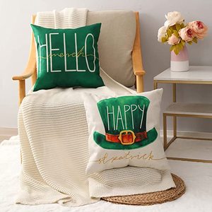 Housse de coussin <span class=keywords><strong>St</strong></span>. Patrick's Day personnalisée imprimée taie d'oreiller en <span class=keywords><strong>lin</strong></span> trèfle vert irlandais - Product Image 2