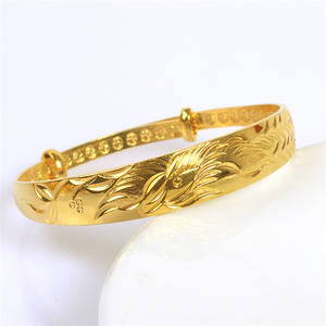 Bracelet YL en laiton plaqué or, largeur 12 mm, à fermoir coulissant, motif fleur de prunier brillant, tendance, bracelet 12 centillos - Product Image 4