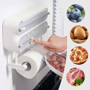 Coupe-<span class=keywords><strong>film</strong></span> alimentaire en aluminium amélioré 3-en-1 avec double lame <span class=keywords><strong>et</strong></span> organisateur de cuisine pour essuie-tout - Product Image 5