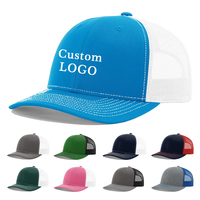 Vente en gros de casquette de camionneur bleu ciel vierge de créateur logo personnalisé uni chapeau en maille 6 panneaux chapeaux de camionneur camouflage en coton personnalisé unisexe