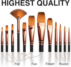 Professional Artist <b>Paint</b> Brush <b>Set</b> of 12 Friendly Artist Brush <b>Set</b> Factory Supply Popular Artist Painting Brushes - Product Image 2