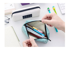 Bolsa de lápiz escolar <span class=keywords><strong>Kanvas</strong></span> Kawaii Color caramelo chico sencillo y barato al por mayor con cierre de cremallera para niñas - Product Image 5