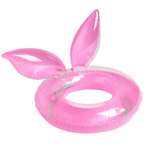 Flotador Inflable de Piscina con Orejas de Conejo KELUKEYA, Color Rosa, para Niñas, Anillo de Natación de PVC con Lentejuelas - Product Image 5