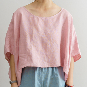 Vendita calda primavera estate <span class=keywords><strong>camicia</strong></span> da <span class=keywords><strong>donna</strong></span> a mezza manica <span class=keywords><strong>Kimono</strong></span> traspirante in puro lino per strada all'aperto - Product Image 1