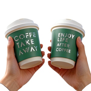 Disposable Custom Logo Double Wall Craft Paper <b>Cup</b> with Lids 8oz/12oz/16oz/200ml/24oz Eco-Friendly for Coffee & Boba Tea - Product Image 1