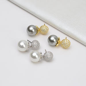 Pendientes de Plata S925 con Diseño de Mickey Mouse para Mujer, Accesorios de Perlas DIY, 6-7 Bandejas, Semi-Acabados de Moda 1163 - Product Image 1