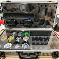 Boîtier portable en aluminium et acrylique transparent pour toupies, boîte de présentation pour collection, lanceur de combat et accessoires, OEM et ODM disponibles