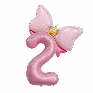 Globos de Número con Lazo y Corona, Decoración de Cumpleaños para Niña Princesa, Accesorios para Fotos de Primer Cumpleaños de Bebé - Product Image 4