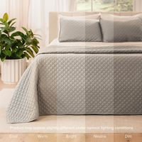 Ensemble de couvre-lit léger, alternative au couvre-lit matelassé - Couvre-lit matelassé toutes saisons gris clair