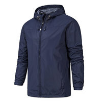 Coupe-vent décontracté en toile légère pour hommes Veste d'hiver résistante à l'eau avec logo brodé et fermeture éclair personnalisable