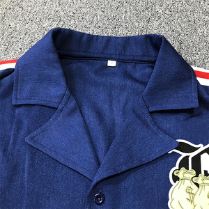 Venta al por mayor personalizado 100% algodón Streetwear trajes casuales diseño bordado Logo camisas Casuales - Product Image 2