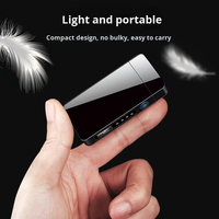 Briquet électrique à double arc rechargeable par USB, coupe-vent, sans flamme, en alliage de zinc, avec indicateur de batterie LED, design classique, cadeaux d'affaires