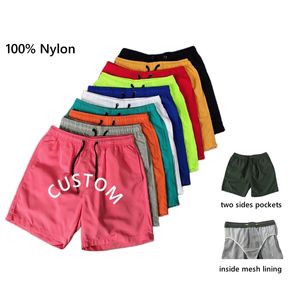 カスタム二層メッシュスポーツランニングショーツクイックドライジムワークアウトウェアポケットカジュアルミッドソリッドビーチショーツ膝丈 - Product Image 1