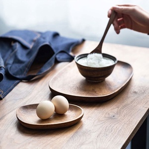 Artículos de cocina para el hogar Accesorios Juego de platos de madera para servir Plato y plato de forma irregular de madera de acacia - Product Image 6