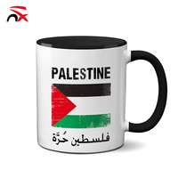 Vente en gros de tasses à café personnalisées avec design Keffiyeh, 330 ml, tasse en céramique avec drapeau national palestinien
