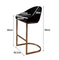 Tabouret de bar moderne italien en velours avec structure en acier inoxydable, résistant à l'eau, pour la maison, la salle à manger, l'îlot de cuisine, l'extérieur et la salle de sport