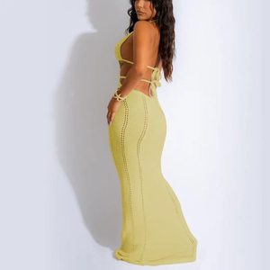 Vestido de fiesta estilo europeo americano, halter, estilo urbano, con cordones, entallado, espalda descubierta, sexy, para mujer, para discoteca. - Product Image 4