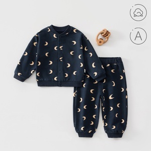 Ensemble de vêtements pour bébés garçons Guai automne-hiver, motif lune, veste en coton, pantalon, tenue décontractée pour tout-petits, 2 pièces, RST - Product Image 6