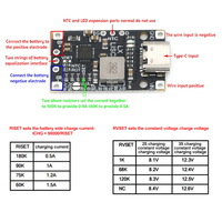Module de charge de batterie au lithium USB type-c 2/3S BMS 15W 8.4V 12.6V 1.5A PCB indicateur de charge rapide prise en charge équilibrée