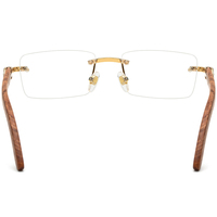 Gafas de madera sin montura Borregls para hombre, montura de diseñador sin marco, gafas cuadradas con diamantes, monturas de gafas ópticas de lujo para mujer 10015