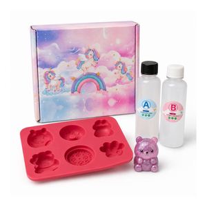 Kit para hacer Taba de venta directa de fábrica: Molde de silicona AB vertible de seis formas, pasta de color, tubos con brillo, vasos, guantes e instrucciones. - Product Image 6