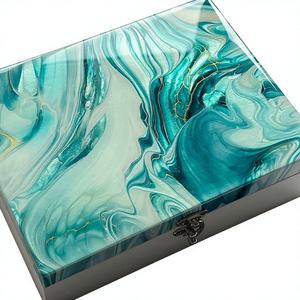 Boîte à bijoux en bois de résine, modélisée à la main, cadeau de mariage, décoration de la maison, rangement, Noël, Saint-Valentin, fête - Product Image 1