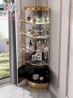 Vitrine à Vins de Luxe Moderne pour Salon, Cadre en Acier Inoxydable, Meuble Bar d'Angle en Verre, Rangement à Vins WB001