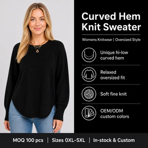 Maglione da Donna Personalizzato OEM ODM Garson Plus Size, Lavorazione a Costine, Maniche Lunghe, Collo Tondo, Casual, Autunnale, Lunghezza Regolare, Taglie Grandi - Product Image 5