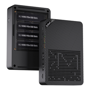 Máy tính <span class=keywords><strong>mini</strong></span> NAS Intel Twin Lake N150 với 4 khe M.2 NVME, RAM 12G DDR5, bộ nhớ EMMC 64G, Dual LAN, hỗ trợ ba màn hình, tiết kiệm năng lượng, hệ điều hành Ubuntu, server 2.5G, WiFi 6 - Product Image 1