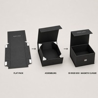 Boîte cadeau carrée noire mate, impression personnalisée, fermeture magnétique rigide, pliable, feuille d'argent, vente en gros, directement de l'usine, emballage plat