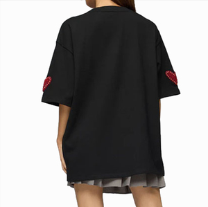 Camisetas de Verano de Alta Calidad Personalizadas con Bordado de Corazón en 3D, Manga Corta, Corte Holgado y Tejido Grueso para Mujer - Product Image 2