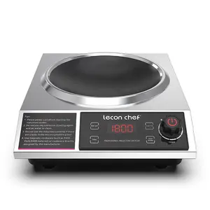 Lecon Commercial Kitchen Equipment Stainless Steel High Power 3500W Concave Induction Wok Cooker
