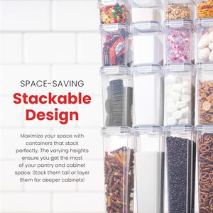 24個入り キッチン用気密保存容器 蓋付き プラスチック製保存容器、小麦粉、砂糖、穀物用保存ボックス、ラベル付き - Product Image 6